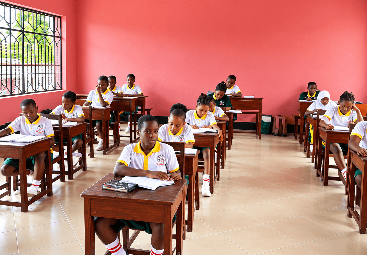 Students in bright classroom at New Generation School