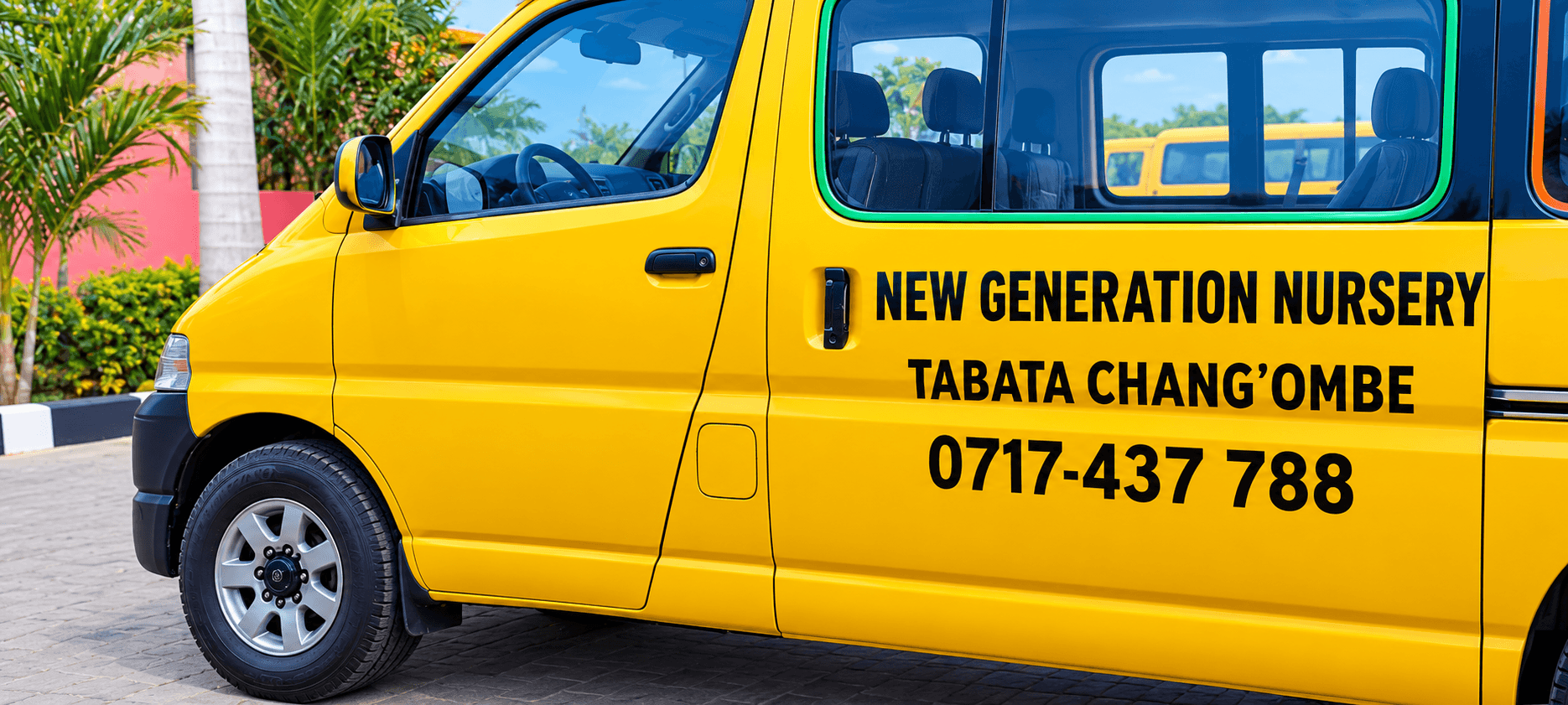 Yellow school van for student transport