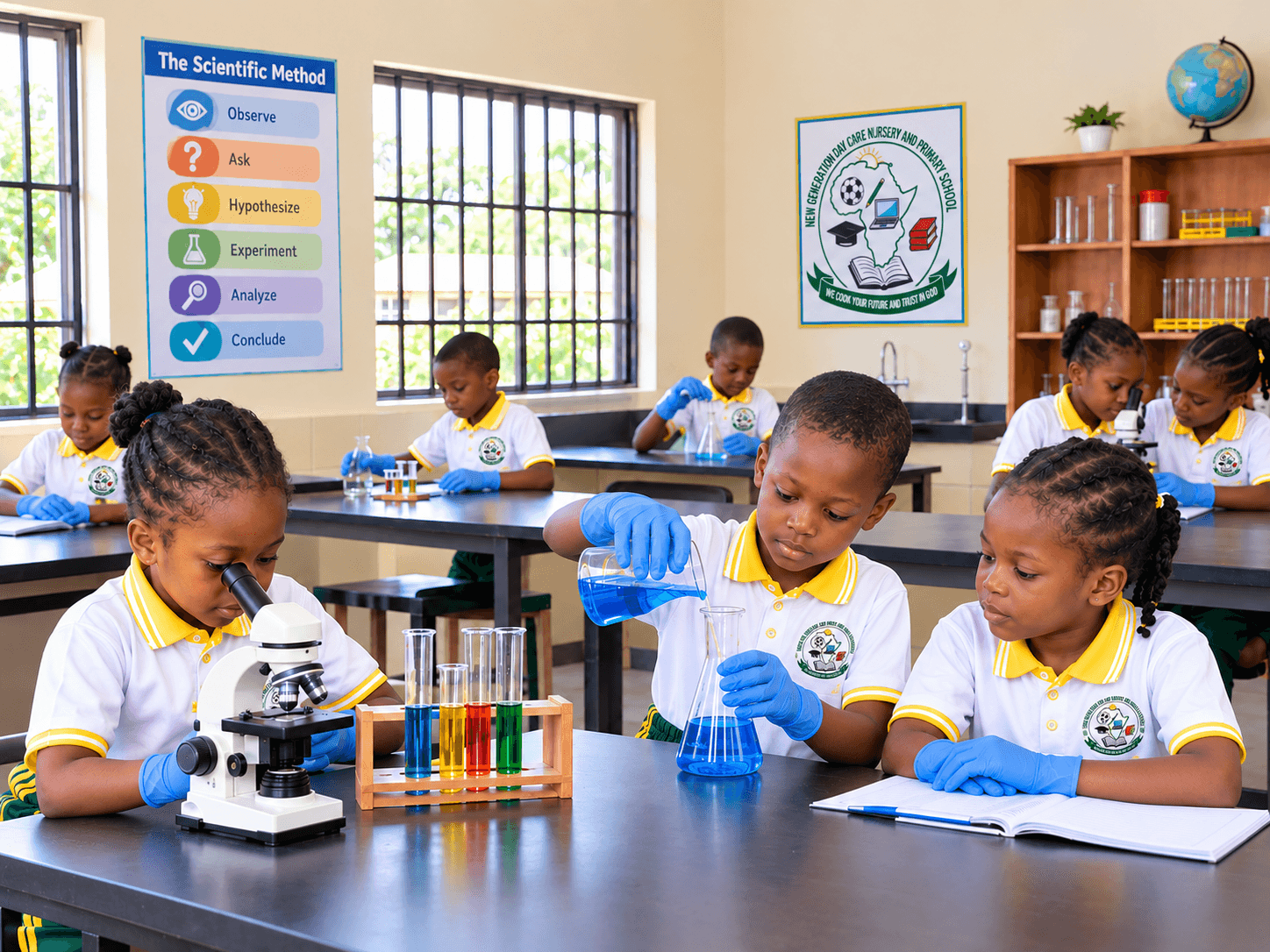 Science laboratory with equipment for hands-on student experiments