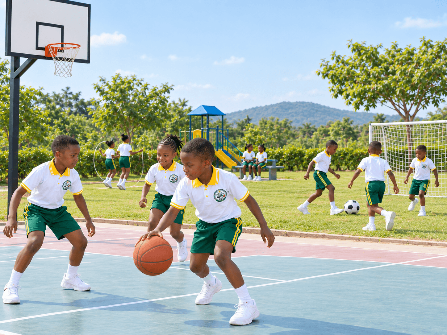 Students participating in sports activities at New Generation School